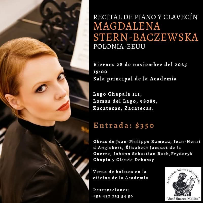 November 28, 2025: Piano and Harpsichord Recital, Academia de Música y Humanidades Zacatecas, Mexico
