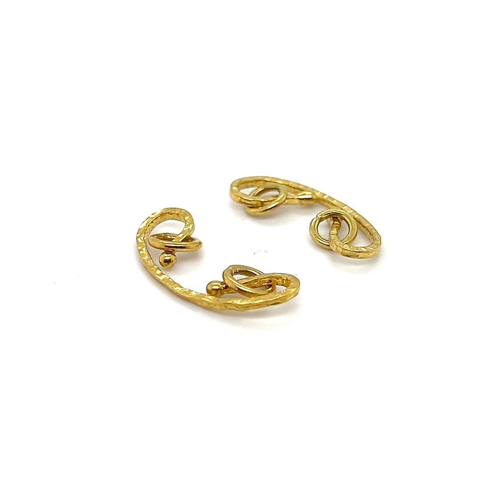 Thumbnail: 18k Solid Gold Textured Curved Shaped Toggle and Clasp Single piece