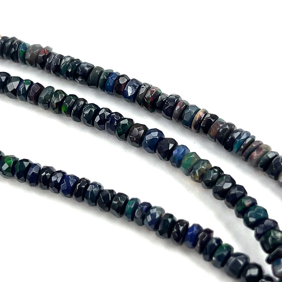 Thumbnail: AAA Quality Ethiopian Black Opal Gemstone Beads, 4-8 mm, Ethiopian Opal Rondel F
