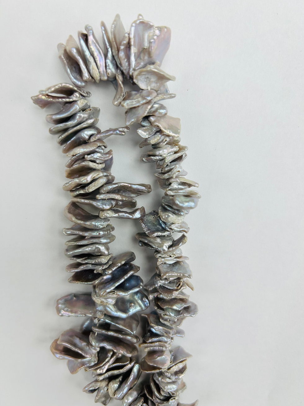 Thumbnail: AAA Grade Freshwater Grey Biwa Pearls (3.5mm-4mm) 16" Strand