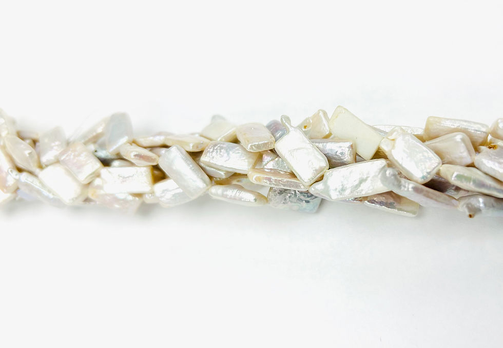 Thumbnail: AAA Grade Freshwater Off-White Rectangle Keshi Pearls 20" Strand (7.5mmx13mm)