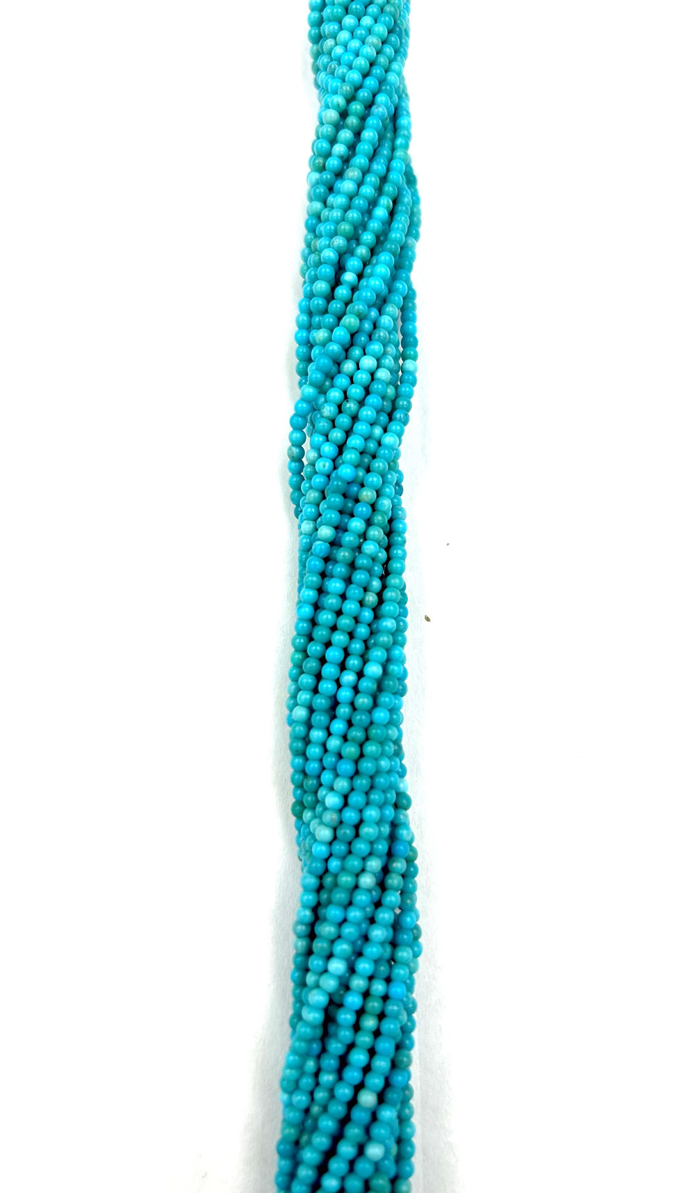 Thumbnail: Genuine Natural Blue Turquoise Smooth Round Cut Beads (2mm) 12"