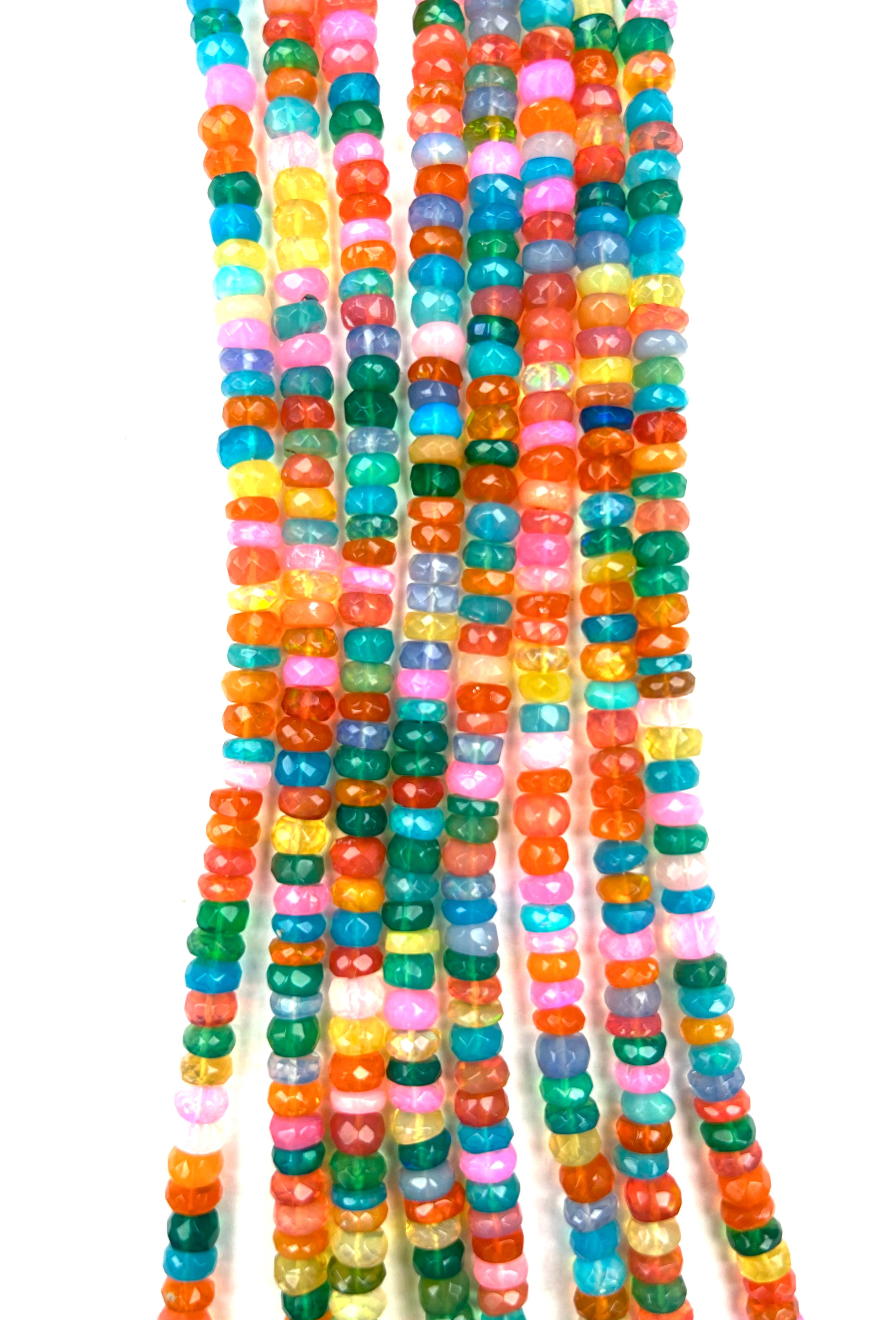 Natural Multicolored Ethiopian Opal Faceted Rondelle Beads , 4mm-5.5mm, 16"