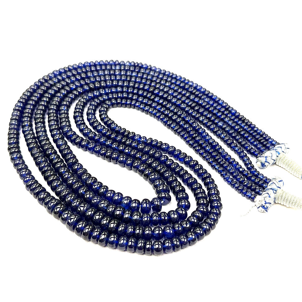 Thumbnail: Natural Blue Sapphire Glass Filled Smooth Plain Roundel Necklace 636cts /4 Lines