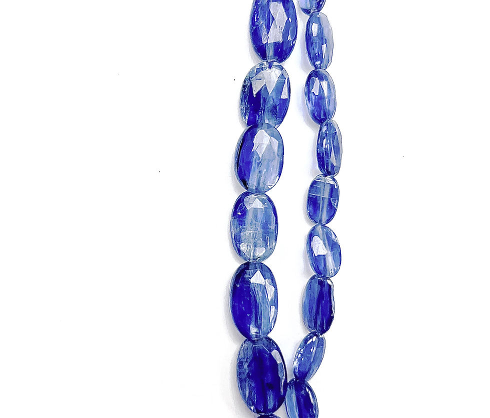Thumbnail: Genuine Natural Blue Kyanite Beads Smooth Oval Beads (8mmx5mm, 11mmx7mm) 13"