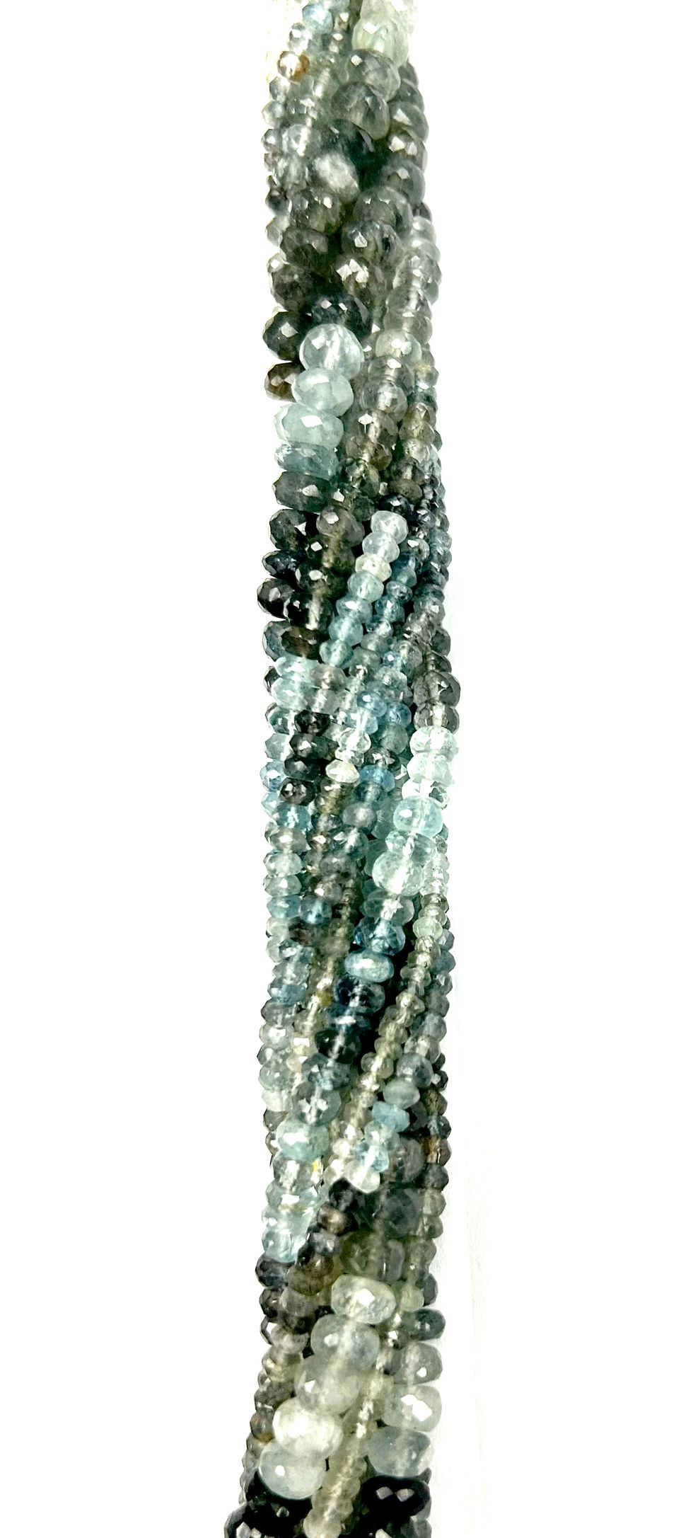 Thumbnail: Genuine Natural Moss Aqua Faceted Rondelle Beads (2.5mm-7mm) 13")