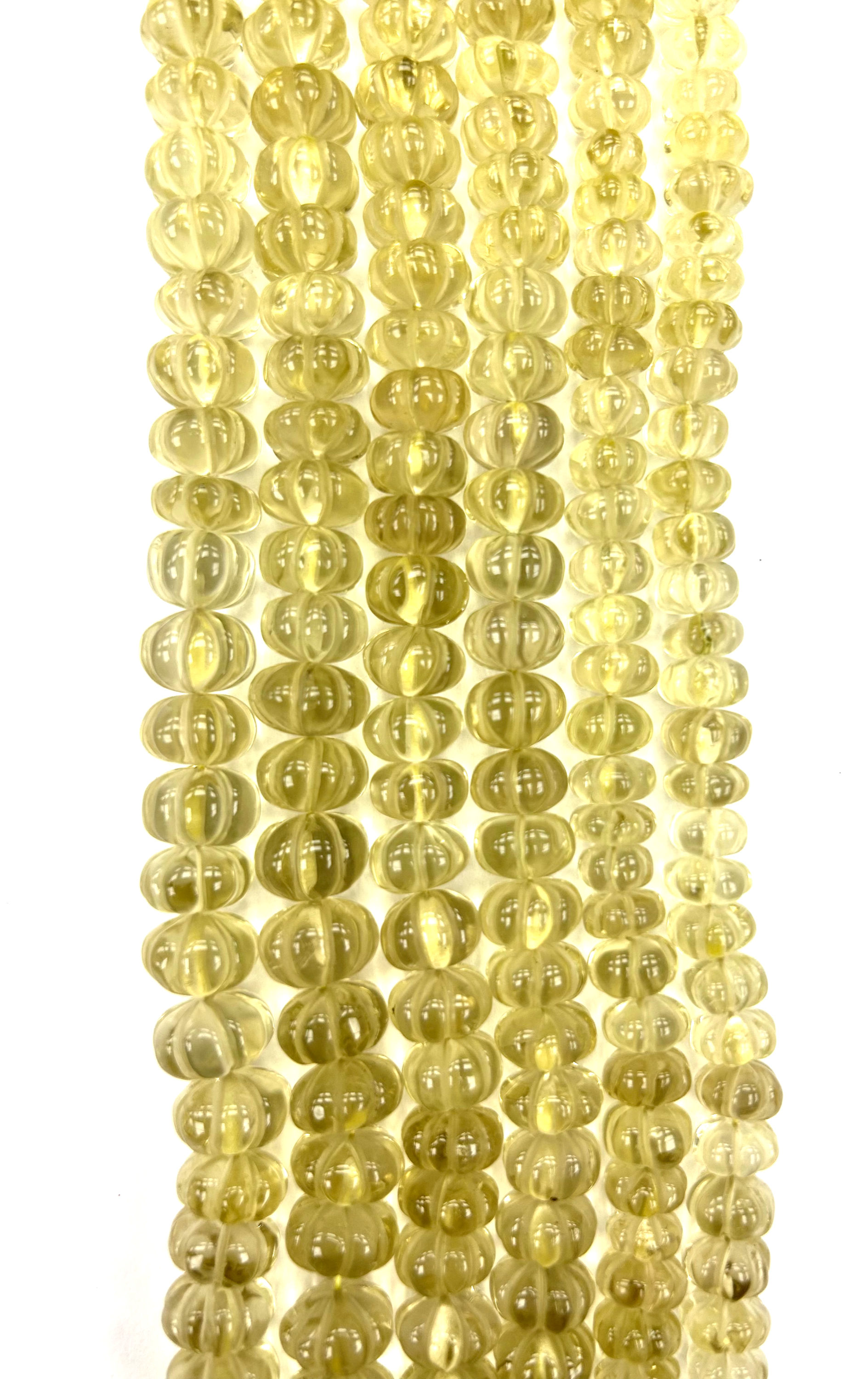 Natural Lemon Topaz Smooth Pumpkin Cut Beads , 8mm-10.5mm, 16"
