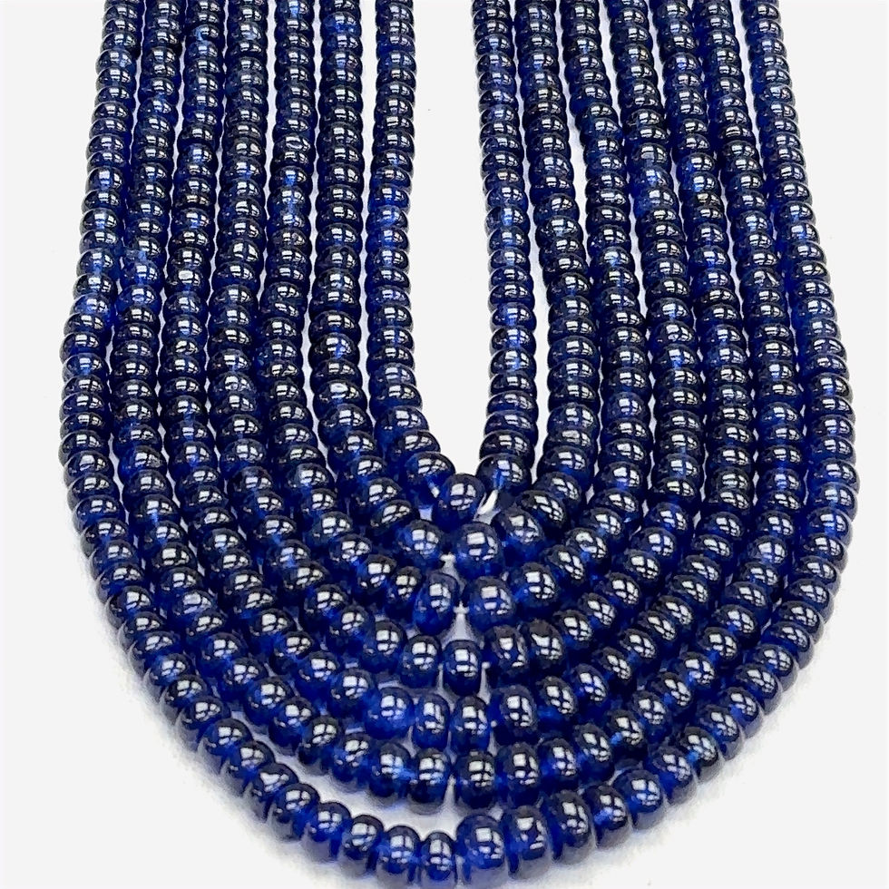 Thumbnail: Natural Blue Sapphire Glass Filled Smooth Plain Roundel 24in Necklace 937cts