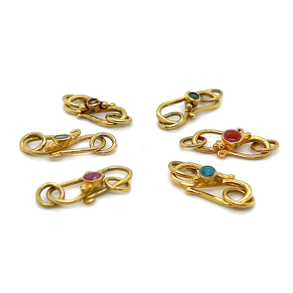 Thumbnail: 18k Solid Gold Multi-Colored Stone Shaped Toggle and Clasp Single piece
