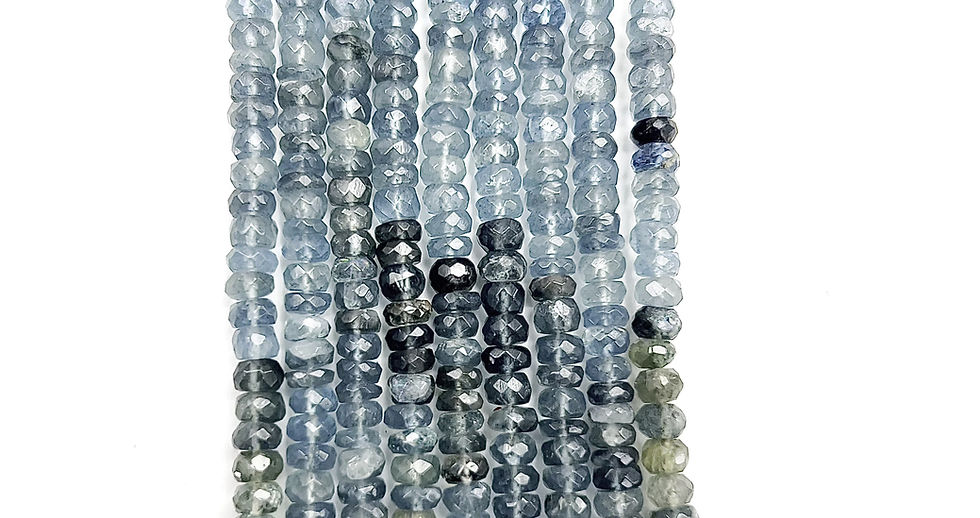 Thumbnail: Genuine Natural Moss Aqua Faceted Rondelle Beads (5mm-5.5mm) 13")