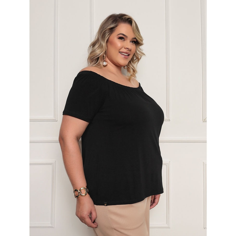 Miniatura: Blusa Ciganinha Manga Curta Plus Size  Simples  Casual    Assimétrico