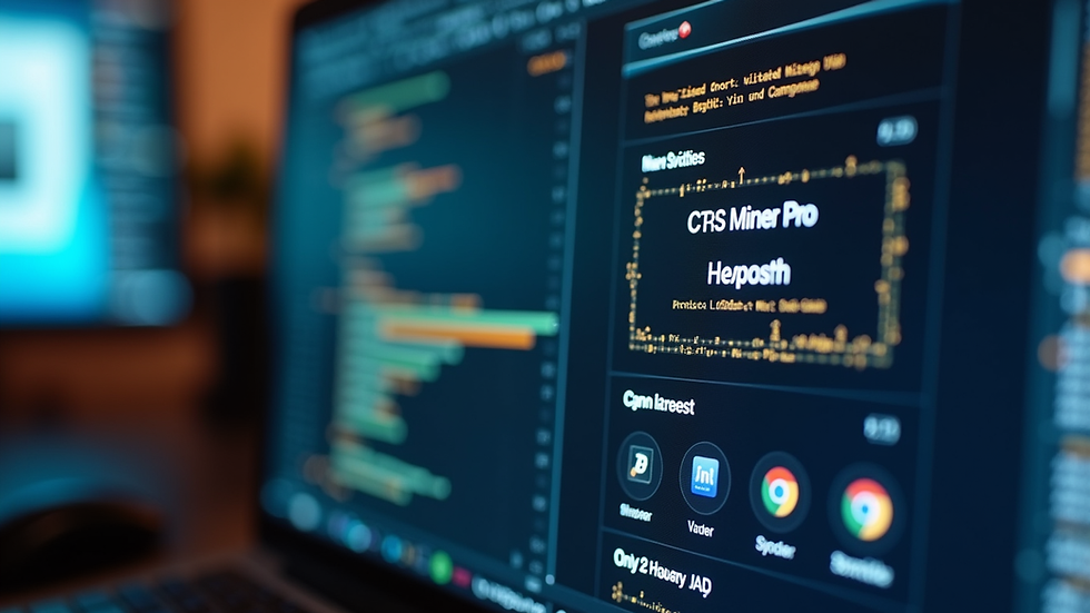 Eye-level view of a computer screen displaying BTC Miner Pro interface