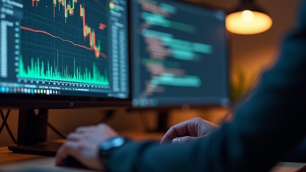 Eye-level view of a person using a desktop computer with Bitcoin recovery software