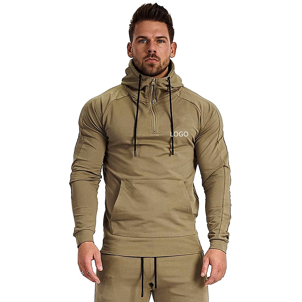 Thumbnail: Anti-Shrink Slim Fit Men's Pullover Hoodie With String