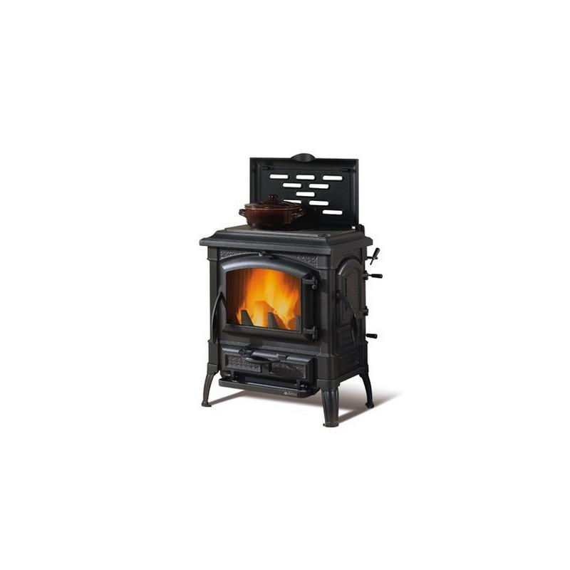 Cuisinière à Bois / Charbon Magnum SD Pierre Ollaire 9.5kW, cuisinière avec feu, chaleur et flammes.