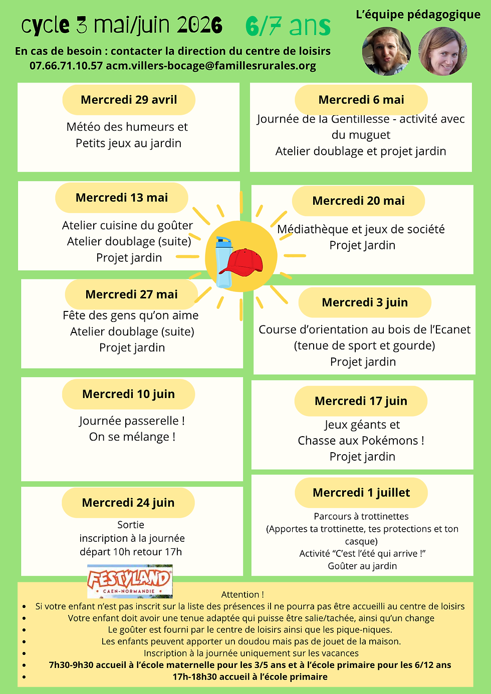 Planning du cycle 3 : mai juin 2026
(les 3 groupes sont à la suite)