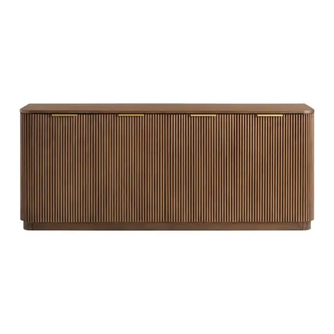 Fluted walnut sideboard cabinet with modern slatted doors for quiet luxury, mid-century modern, organic modern, and contemporary home interiors.