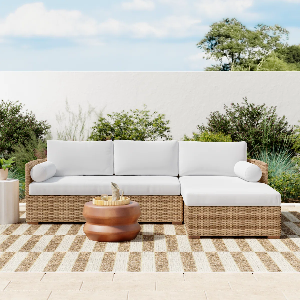 Maddie 100" Wicker Chaise Sectional