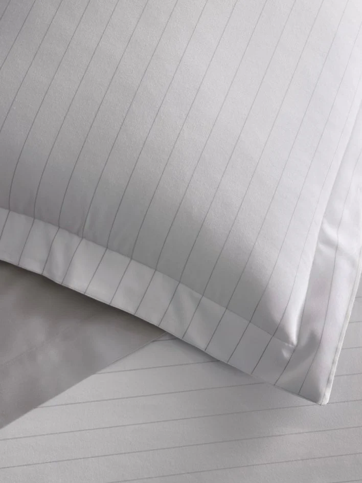 Close-up of the Four Seasons Banyan Duvet Cover Set showcasing premium striped cotton fabric and refined hotel-quality craftsmanship.