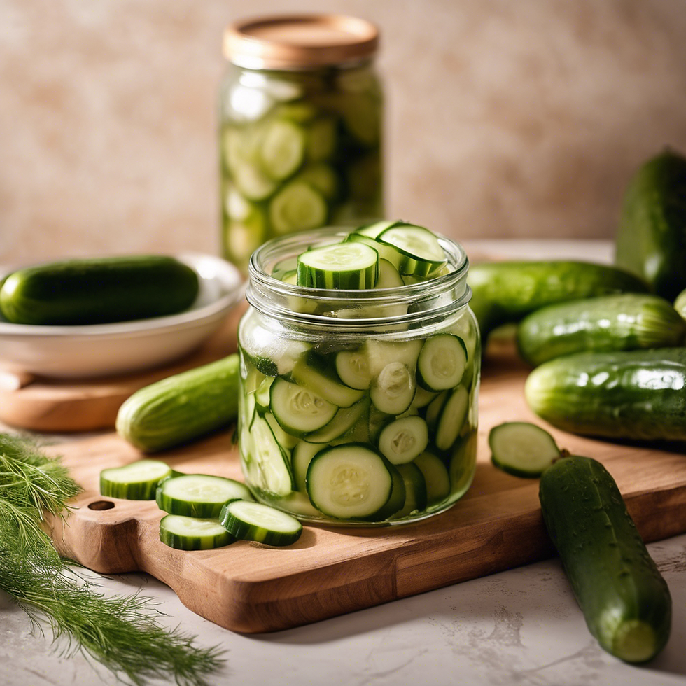 צנצנת זכוכית עם מלפפונים מותססים במלח ושמיר