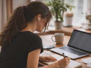 אישה עובדת על מחשב