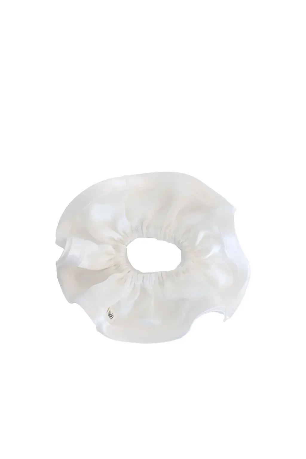 Two Ruffle Bun Topper Silk Scrunchie in Milk Size Small