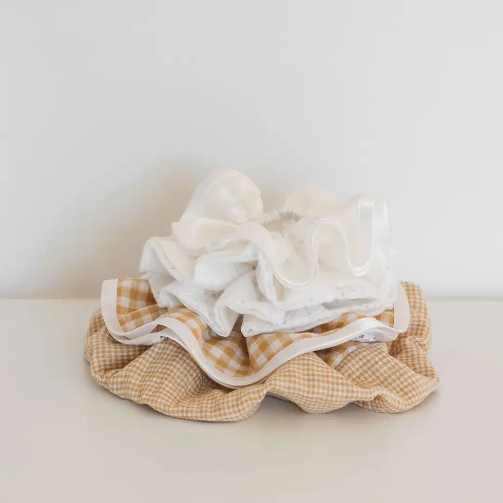 Thumbnail: Two Tone Scrunchie in Mustard Check