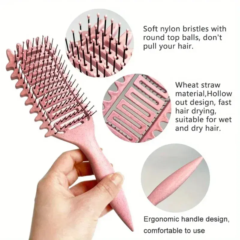 Thumbnail: Curl Define Styling Brush Hollow Out Detangling Hair Brush Tangled Wet Curly Hai