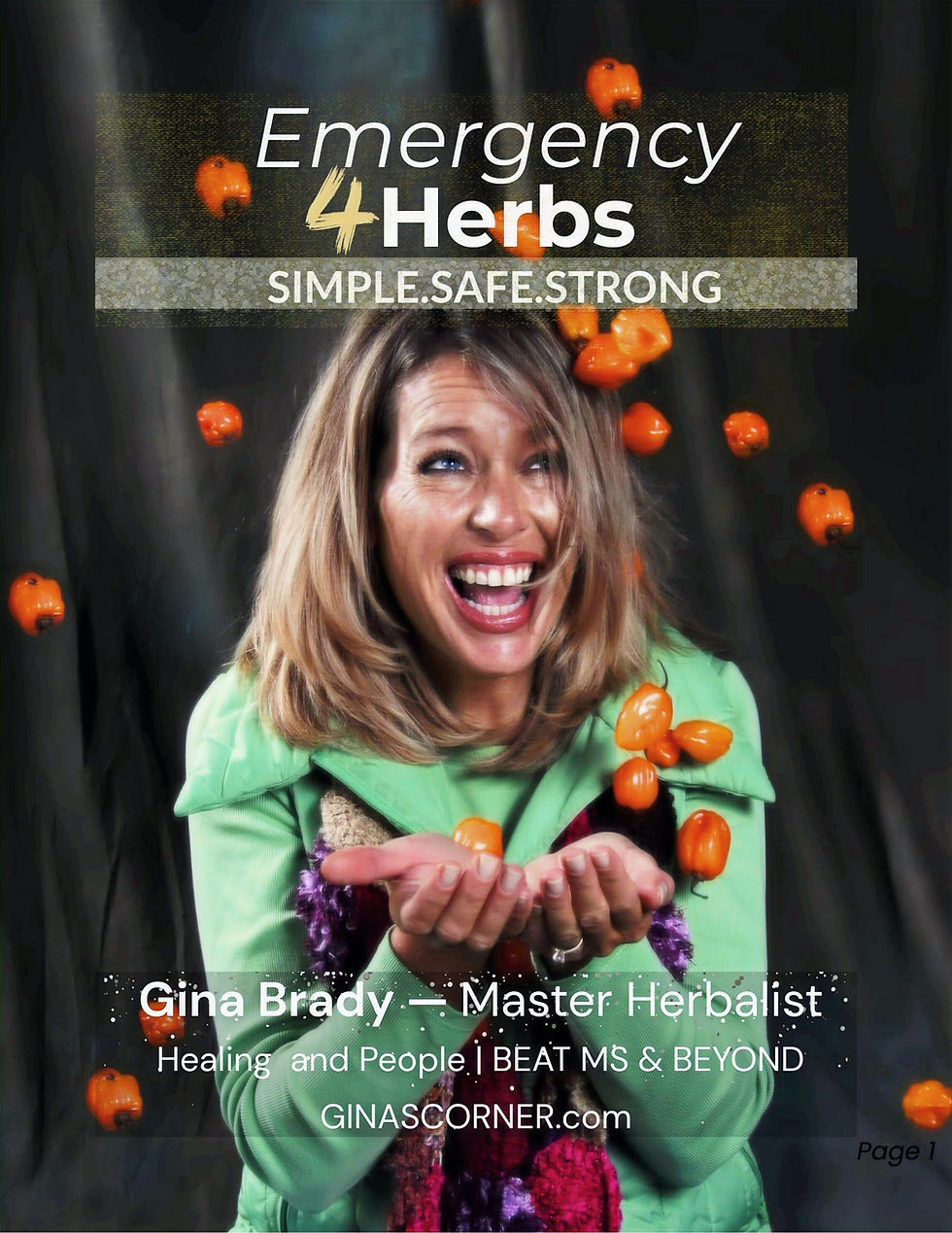 The Master Herbalist with peppers falling over her