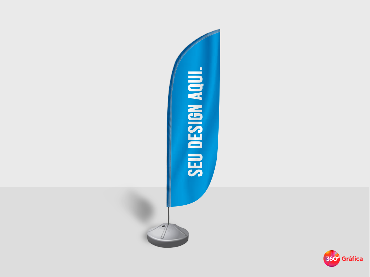 Windbanner pena kit completo 220x64cm tecido microfibra colorido frente e verso