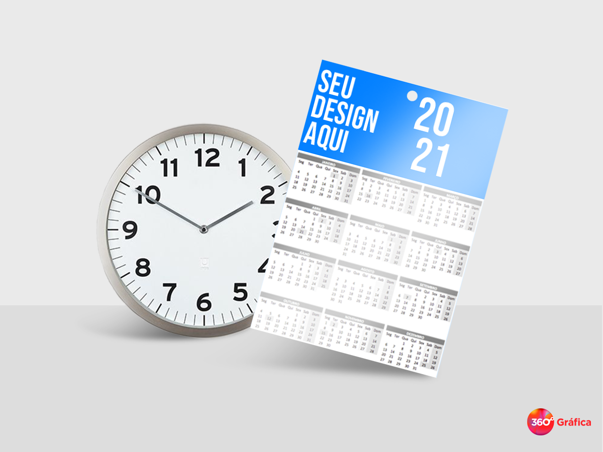 Calendário de parede 18.0x25.8cm triplex 250g colorido frente brilho frente