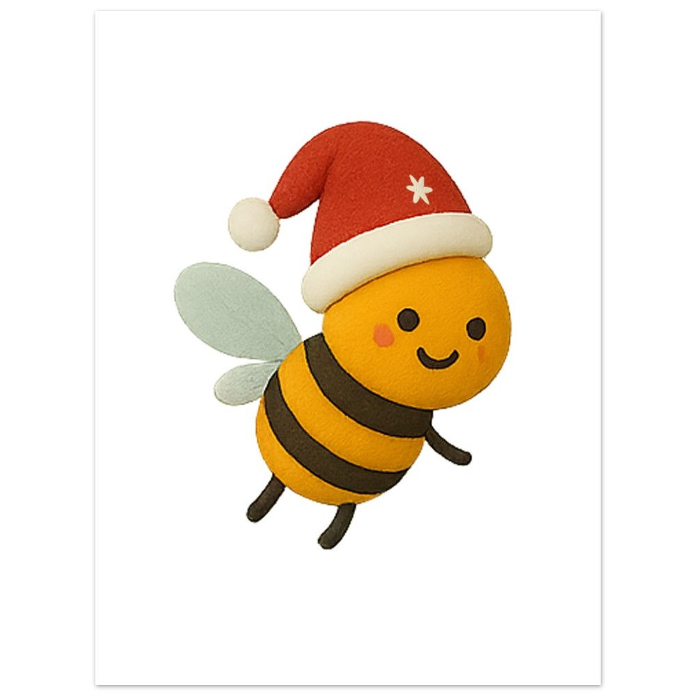 Santa Bee Fine Art Poster, Vivid Giclée Print | BeeScribbleStudio