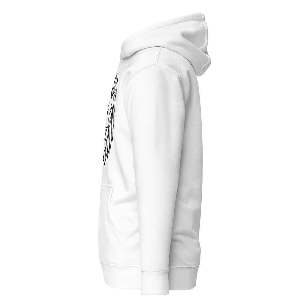 Thumbnail: White lion hoodie side view comfortable modern streetwear hoodie