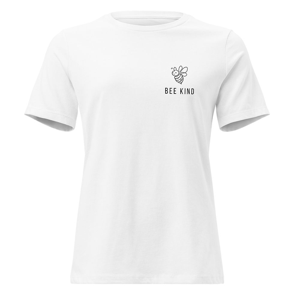 Thumbnail: Women’s relaxed premium cotton t-shirt in white with minimalist bee graphic on chest