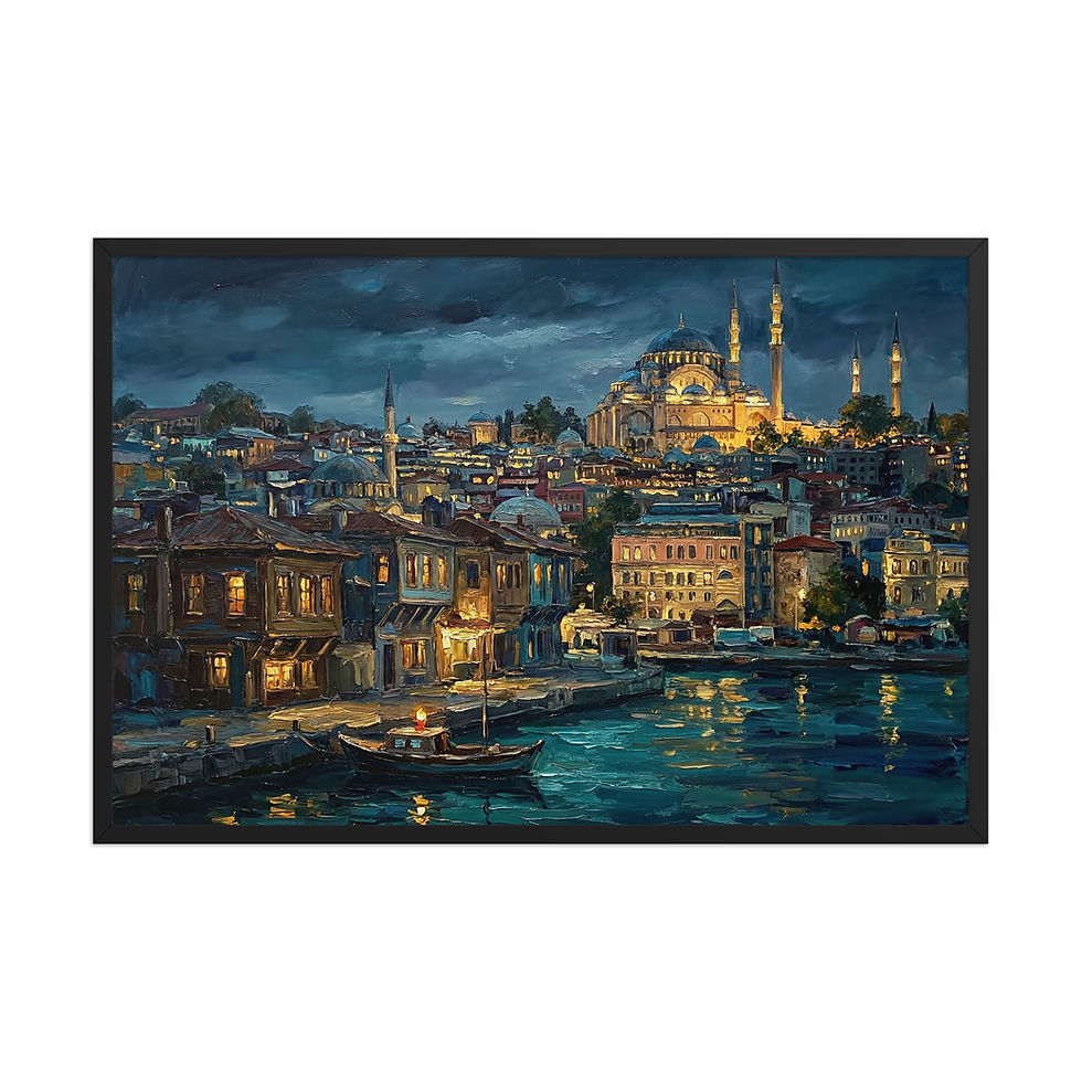 Thumbnail: Close-up detail of Evening Reflections framed artwork with rich night tones and reflections