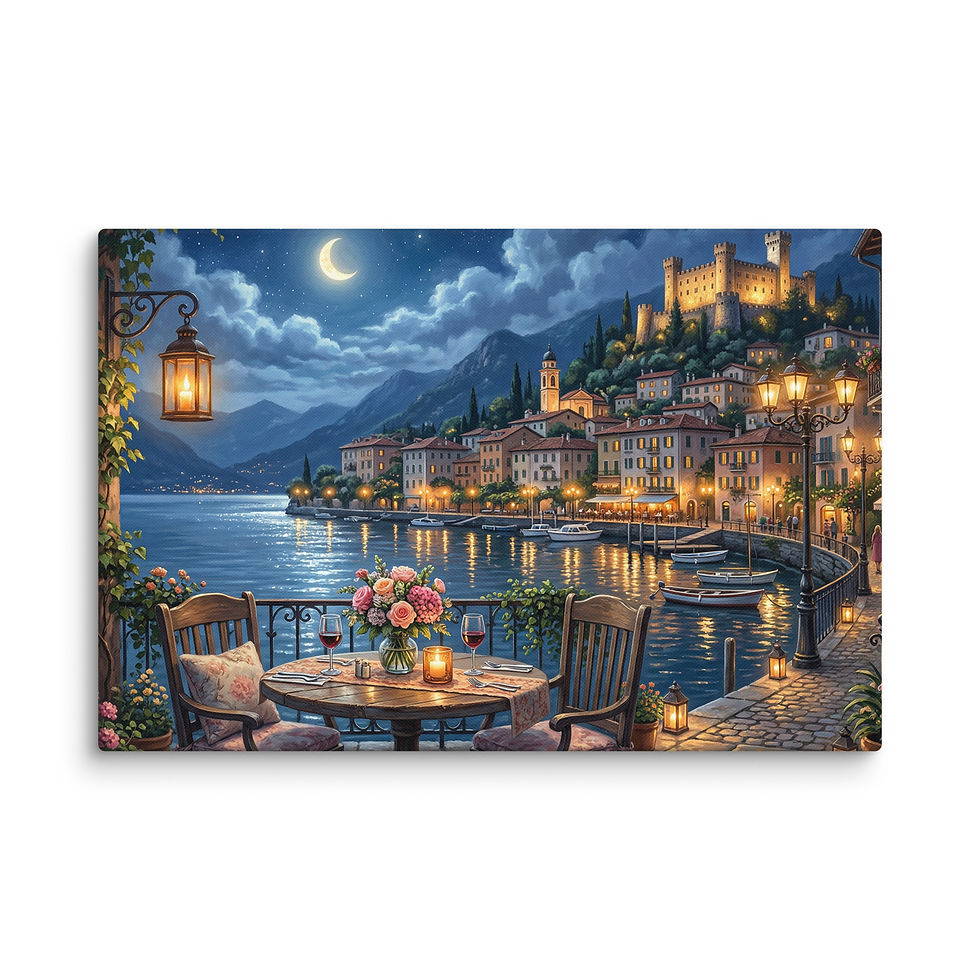 Thumbnail: Moonlit Lakeside wall art shown in 24x36 print size
