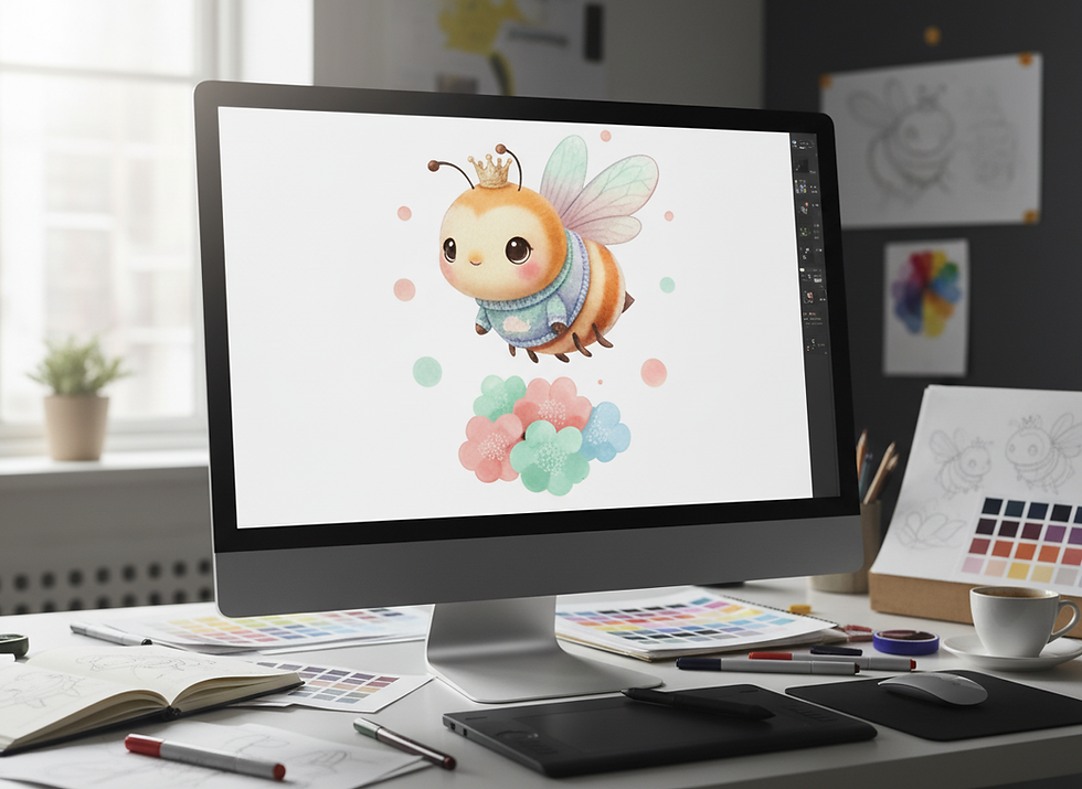 Firefly_close up of bee doodle work in progress design studio 792804 (1)