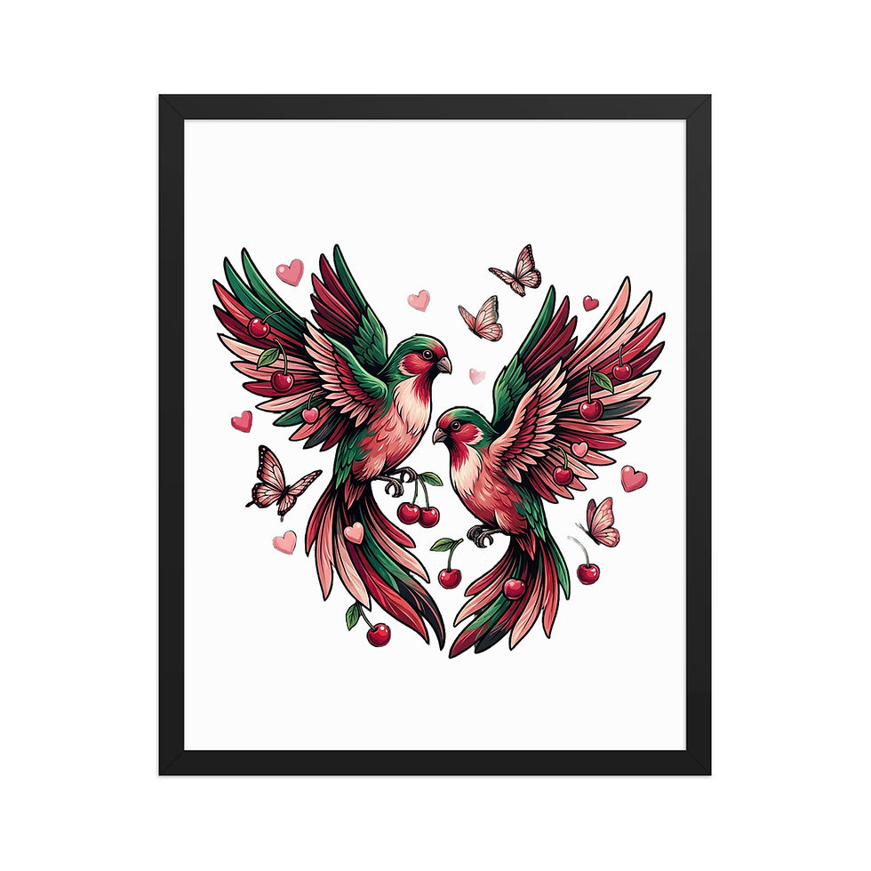 Thumbnail: Devotion wall art print in a black frame, contemporary romantic artwork