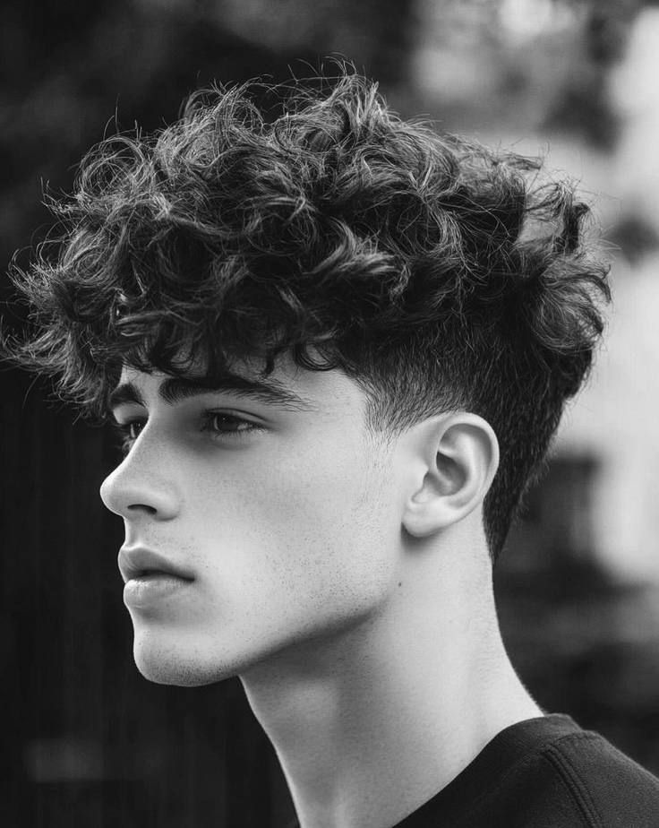 Mann mit lockigem Haar durch Dauerwelle