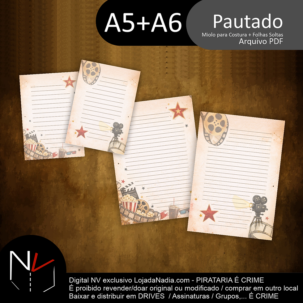 Miniatura: CINEMA VINTAGE  |  Miolos A5+A6 Pautado + Sem Pautas -  Col. Cine NV