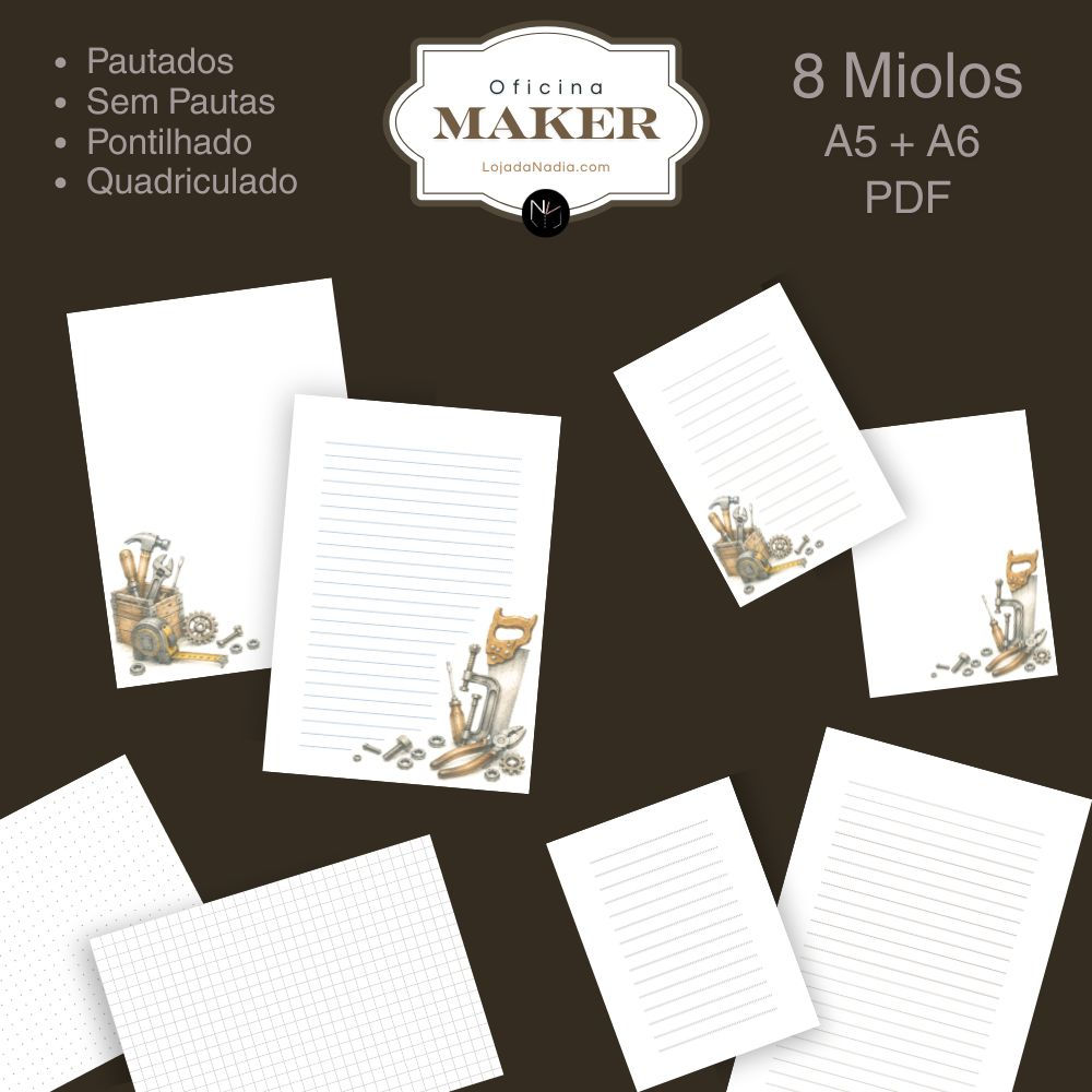 OFICINA Maker | Kit 8 MIOLOS A5 + A6 | 4 tipos - Col Maker