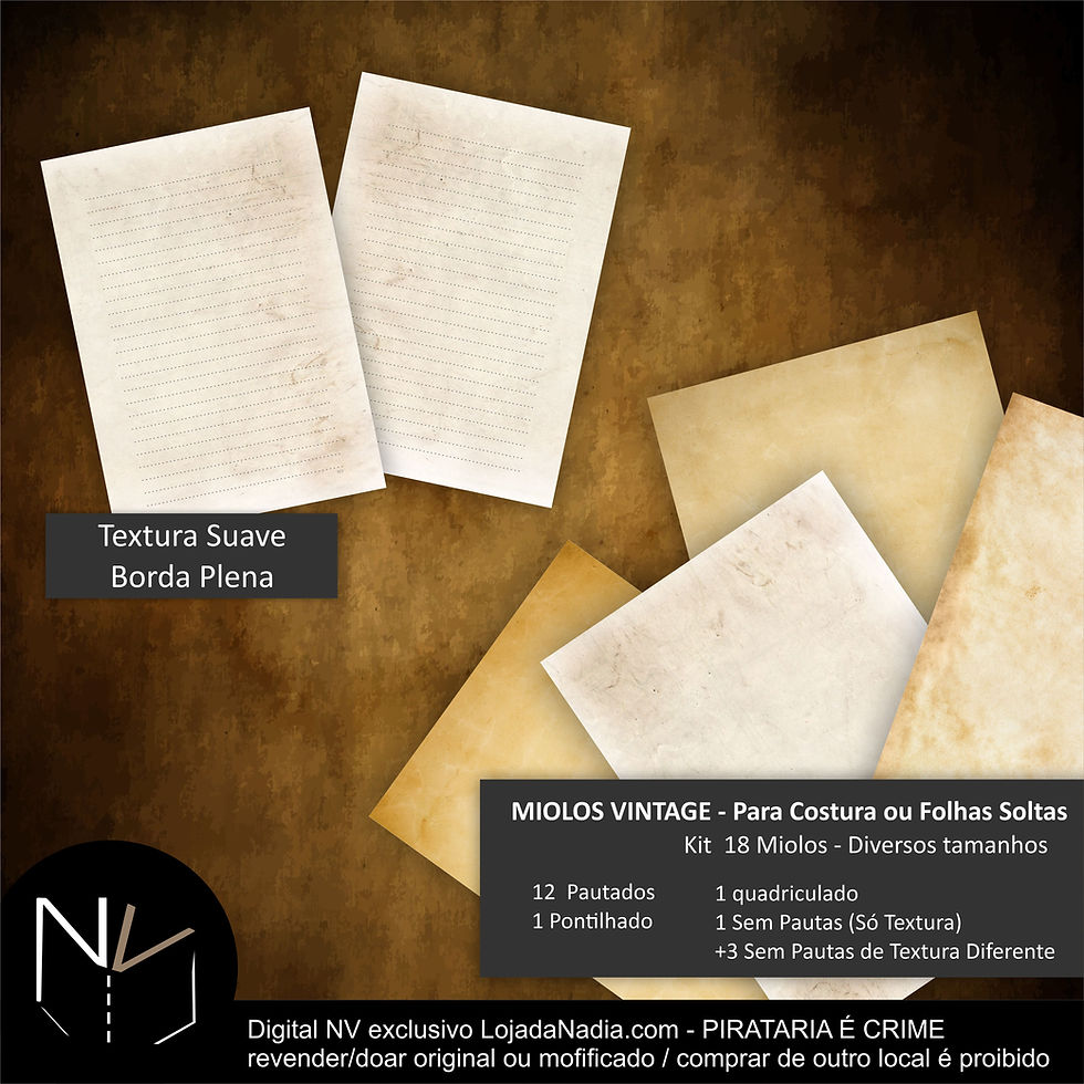 Kit 18 Miolos SUAVE B.PLENA Vintage - A4,A5,A6,A7, Square,Long, Mini Square+Mult