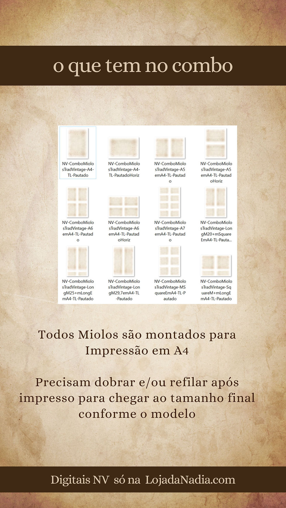 Miniatura: Combão 30 Miolos Vintage NV - A4,A5,A6,A7, Square,Long, Mini Square +Multif