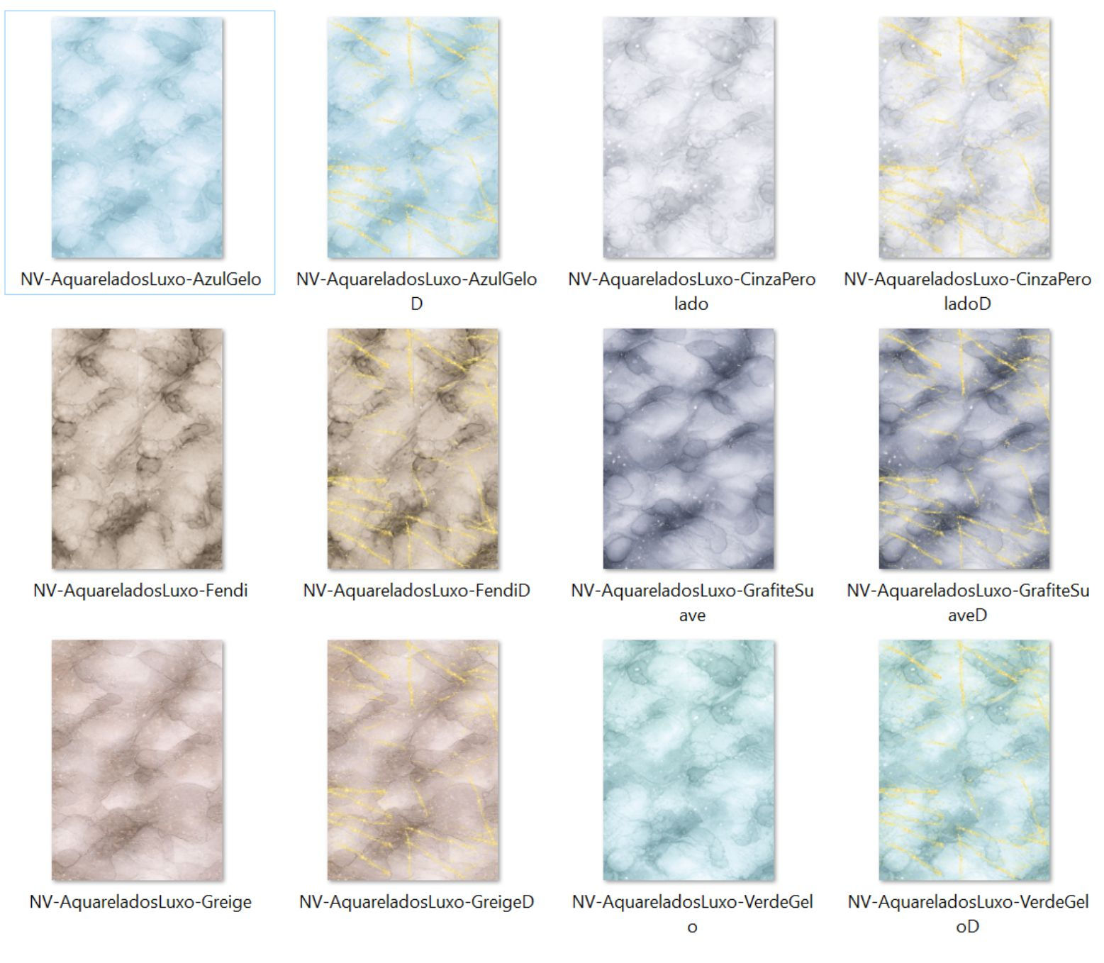 NEUTROS FRIOS - Aquarelados Luxo | kit 12 Papeis A3 - Col Composês NV