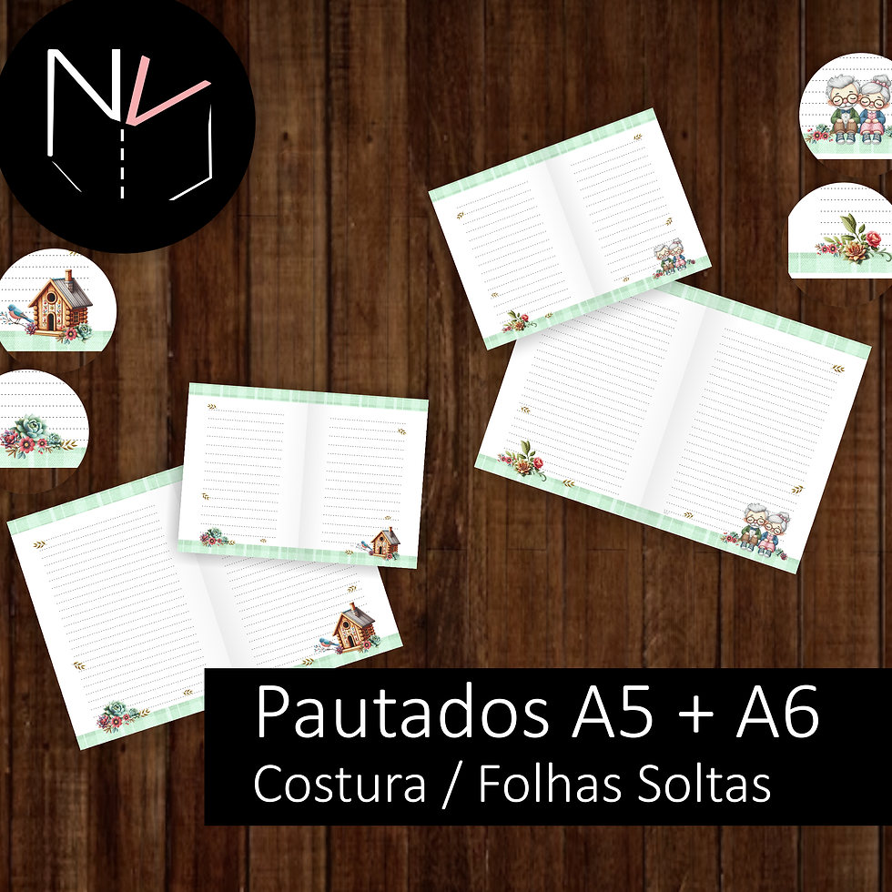 Kit 4 - Jardim de Vó - 4 Miolos  | A5 + A6 -  Col. Fofurices NV