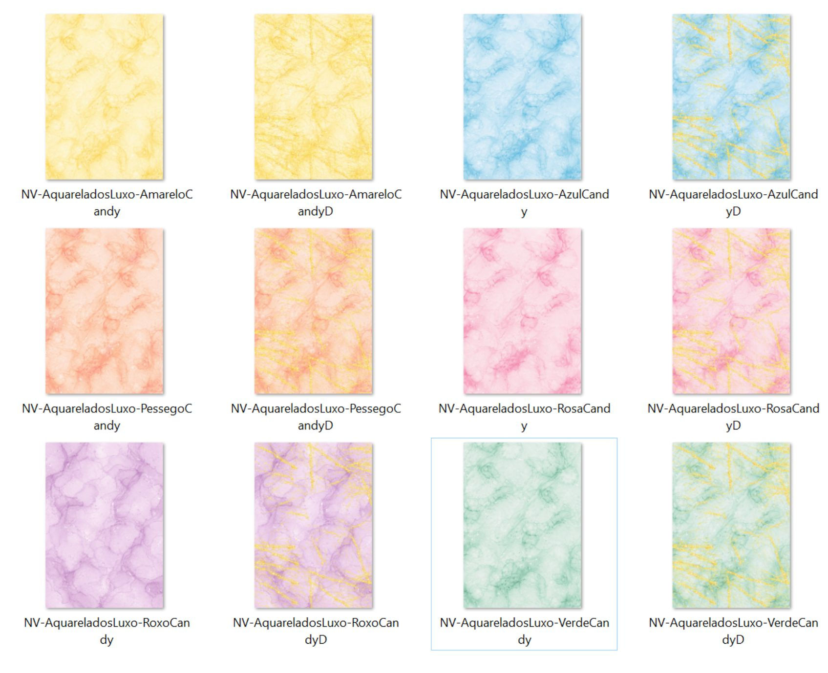 CANDY - Aquarelados Luxo | kit 12 Papeis A3 - Col Composês NV