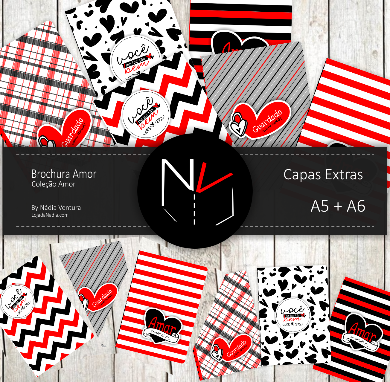 Combo Amor Capas Brochura + Papeis Extras A5+A6
