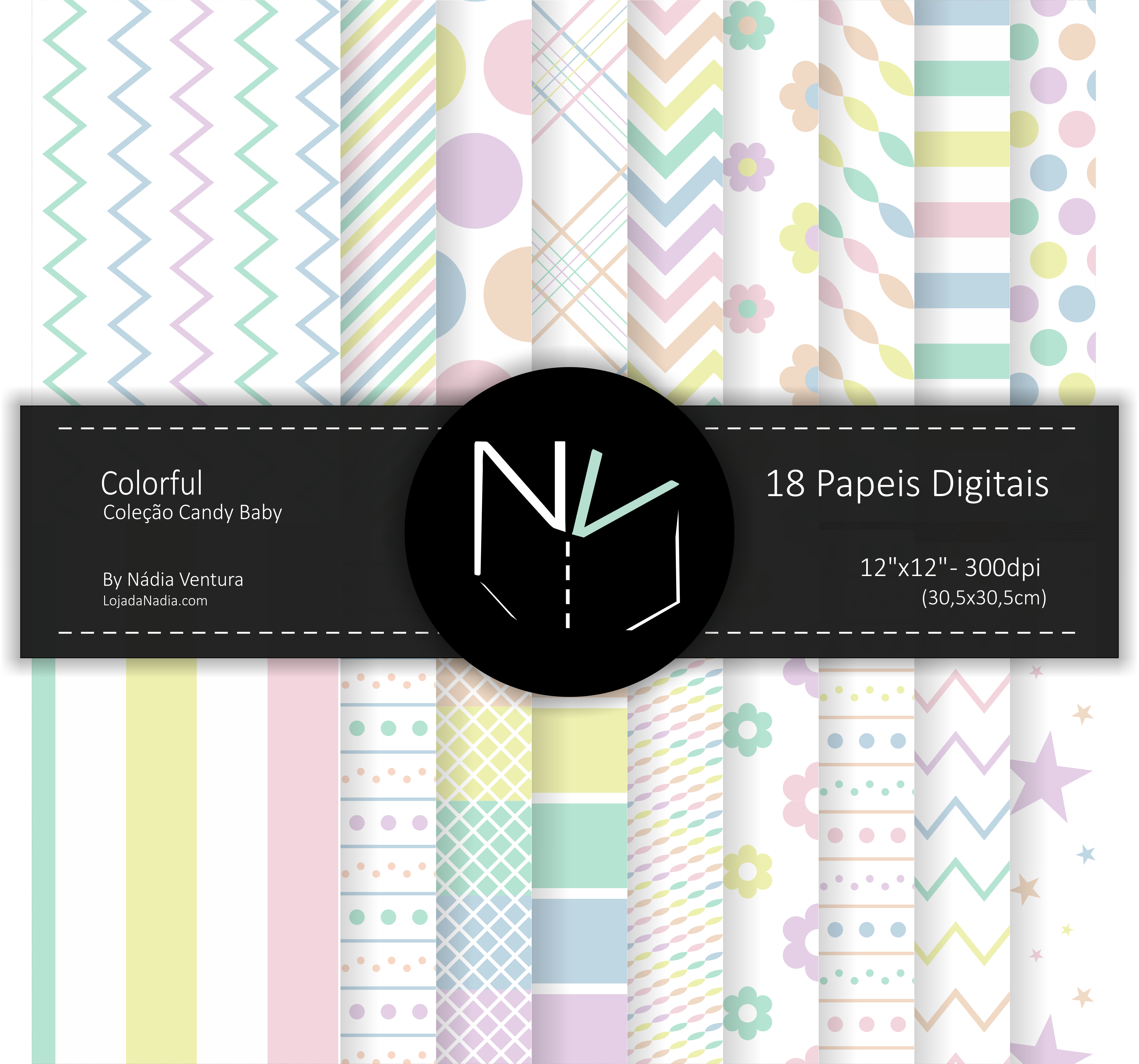 Papeis Digitais NV Candy C Baby - ColorFul