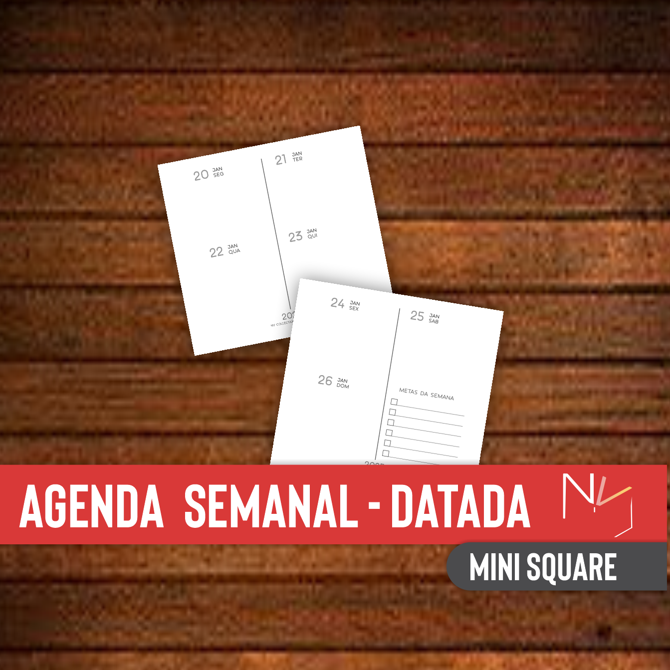 kit 2 Agendas SEMANAIS - Mini SQUARE 2026 + ND + PRESENTE | Col.CuteClean