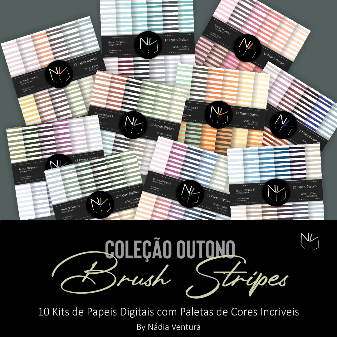 Combo Papéis Digitais Outono - Brush Stripes